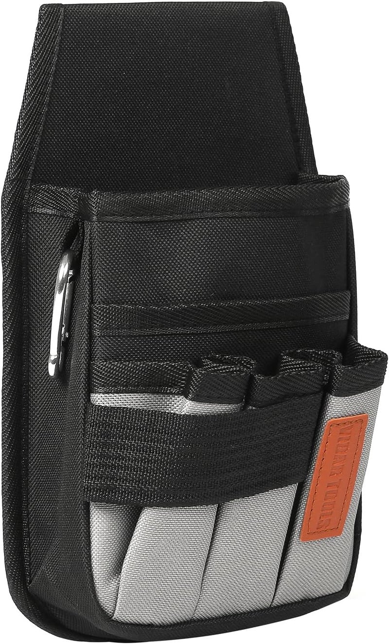 VIDAR TOOLS Small Tool Pouch with Belt Clip,Tool Belt Pouches,Electrician Tool Pouch.Mini Organizer Pocket Attachment for Tool Belt,5 Pockets and Heavy-Duty Metal Belt Clip Attachment.… - Image 1